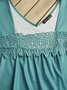 Geometric Sleeveless  Printed Cotton-blend Square neck  Vintage  Summer  Blue Top