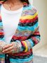 Plus size Long Sleeve Casual Striped Sweater coat