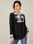 Grid Loosen Cotton Blends Casual Tops