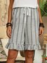 Vintage Ruffled Striped Casual Cotton Short Pants