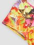 Floral Cotton Blends Loosen Short Sleeve Knit Dress