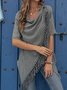 Casual Solid Cotton Asymmetrical Tops