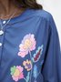 Women V-Neck Floral-Print Vintage Blouses