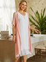 Women  Two Piece Going out Linen Half Sleeve Buttoned Solid Dress