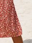 Floral Pockets Midi Dress&Printed&Daily,Holiday
