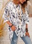 Floral-Print 3/4 Sleeve Casual Shirt & Top