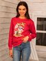 Crew Neck Casual Polyester Cotton Long Sleeve Shirts & Tops