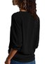 ANNIECLOTH Solid Color V-neck Long-sleeved Blouse