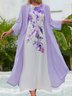 Vacation Casual Floral Printed 3/4 Sleeve Round Neck Maxi Dress Two-piece set