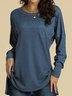Women Casual Solid Round Neck Tops