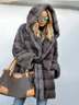 Royal Mink Furs Coat Vintage Pockets Hoodie Faux Fur Coats
