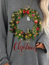 Gray Cotton-Blend Holiday Christmas Tops