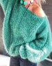 Green Solid Off Shoulder Knitted Casual Sweater