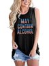Crew Neck Sleeveless Letter Casual Shirts & Tops