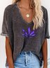 Cotton-Blend Leaves Casual Tops