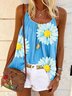 Casual Plus Size Sleeveless Floral Printed Tank Tops