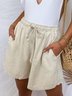 Solid Pockets Shorts Women Summer Shorts