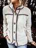 White Long Sleeve Stand Collar Shift Sweater coat