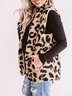 Leopard Pockets Stand Collar Leopard Vintage Jacket