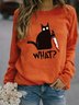 Halloween Funny Murderous Cat Print Casual Sweatshirts