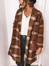 Brown Checkered/plaid Long Sleeve Outerwear