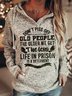 Old People Gray Vintage Letter Printed Shirts & Tops