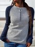 Fall/winter raglan sleeves front center zipper Geometric Crew Neck Long Sleeve Casual Sweater