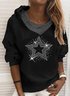 Casual Rhinestone Star Long Sleeve Hoodie Sweatshirt