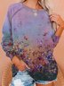 Long Sleeve Floral-Print Vintage Sweatshirts