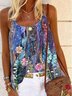 Sleeveless Printed Casual Cotton-Blend Tops