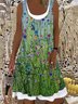 Floral Crew Neck Sleeveless Knitting Dress