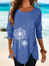 Floral Casual Crew Neck Shirts & Tops