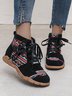 Retro Stitching Ethnic Print Lace-up Sneakers