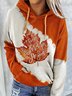 Long sleeved round neck deciduous maple leaf print top women's sweater