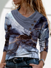 Cowl Neck Casual Abstract Sweatshirts