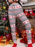 Cartoon Christmas Snowman Regular Fit Pants