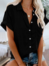 Solid Color Short Sleeve Casual Loose Shirt