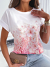 Floral Regular Fit Crew Neck Cotton Blends Short Sleeve T-Shirt