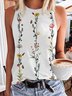 Floral Print Summer New Hot Style Ladies Casual Sleeveless Knit Tank Top