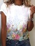 Floral Print Hot Sale Summer New Arrival Ladies Casual Knit T-Shirt