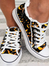Casual Color Block All Season Printing Closed Toe Canvas Fabric Lace-Up Canvas Sneakers for Women