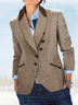 Women Casual Plain Winter Polyester Natural Daily Shawl Collar Regular Regular Blazer