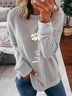 Women Casual Floral Autumn Spandex Daily Long sleeve Crew Neck Regular H-Line Sweatshirt