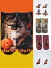 Women Casual All Season Cat Cotton Printing Holiday Halloween Ankle Socks Regular Socks