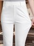 Elastic waist pocket plain basic Casual Pants