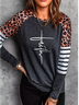 Crew Neck Casual Loose Color Block  Striped T-Shirt