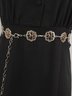 Women's Floral Animal Decorative Belt Dress Sweater with Waist Chain