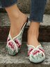 Boho Ethnic Floral Embroidery Mules