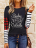 Casual Christmas Baby It's Cold Outside Plaid Striped T-Shirt Tee - Black