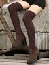 Knitted Stitching Block Heel Super High Socks Boots